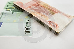 Euro and rubbles photo