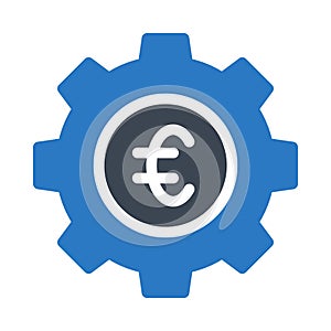 Euro setting glyph color flat vector icon