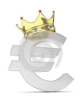 Euro sign with crown. 3D rendering.