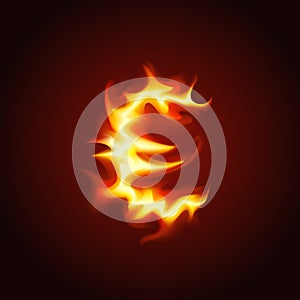 Euro sign of fire