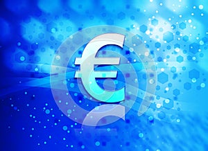Euro sign icon abstract light cyan blue hexagon pattern background