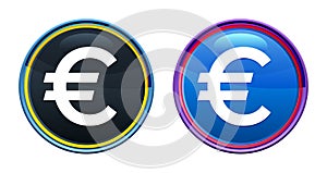 Euro sign icon artistic glassy round buton set illustration