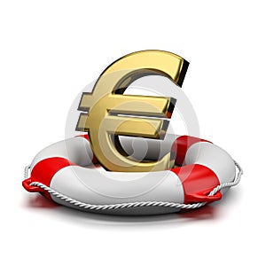 Euro Sign on a Lifebuoy
