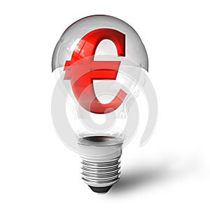 Euro sign in lightbulb