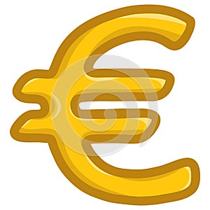 Euro Sign Symbol European Currency Gold Doodle Vector Illustration