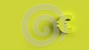 Euro Sign yellow Isolated with yellow background. 3d render isolated illustration, business, managment, risk, money, cash, growth