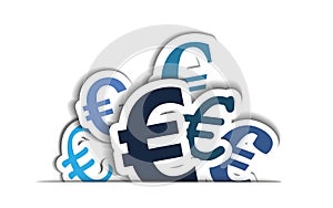 Euro Signs Flow Into a Pocket - Euro Signs Design Isolated on White Background - Business, Good Invenstment, Finance, Money