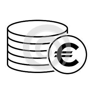 Euro stack coin, flat icon money design, cash sign vector illustration