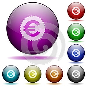 Euro sticker glass sphere buttons