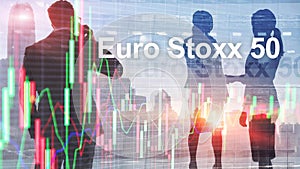 Euro Stoxx 50. STOXX50E. Index Eurozone concept.