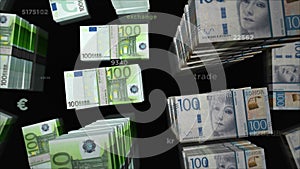 Euro and Swedish Krona money exchange loop animation