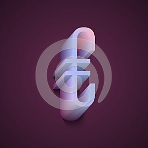 euro symbol, 3d letter on dark background, 3d illustration