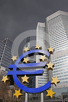 Euro symbol and bank area