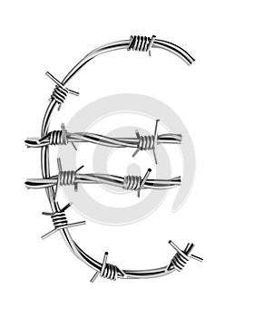 Euro symbol made of barbed wire
