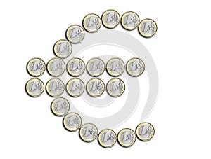 Euro symbol made of coins