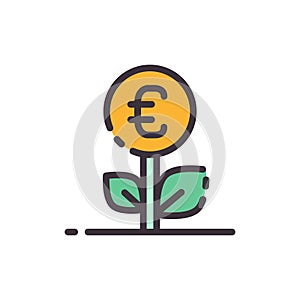 Euro tree. Vector color icon.