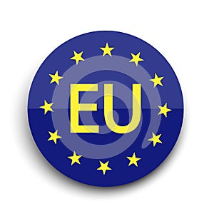 Euro union blue round button. Button eu, great design for any purposes. Stock image