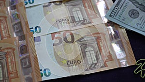 Euro and US dollars money concept