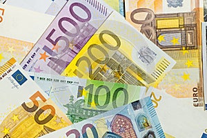 Close-Up of american US dollars and euros