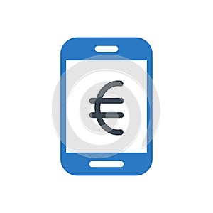 Euro vector glyph color  icon