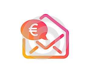 Euro via mail icon. Send or receive money sign. Vector