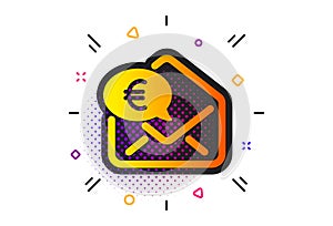 Euro via mail icon. Send or receive money sign. Vector