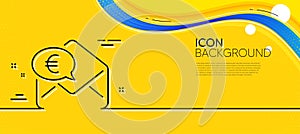 Euro via mail line icon. Send or receive money sign. Minimal line yellow banner. Vector