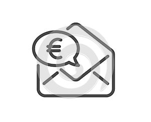 Euro via mail line icon. Send or receive money sign. Vector