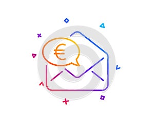 Euro via mail line icon. Send or receive money sign. Vector