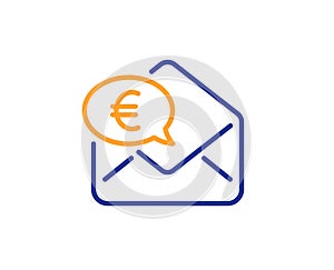 Euro via mail line icon. Send or receive money sign. Vector