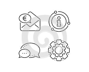 Euro via mail line icon. Send or receive money sign. Vector