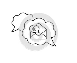 Euro via mail line icon. Send or receive money sign. Vector