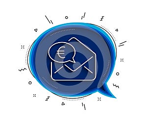 Euro via mail line icon. Send or receive money sign. Vector