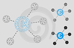 Euro Virtual Links Vector Mesh Wire Frame Model and Triangle Mosaic Icon