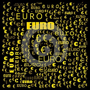 euro word cloud,icon,word cloud use for banner, painting, motivation, web-page, website background, t-shirt & shirt printing,