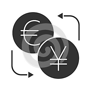 Euro and yen currency exchange glyph icon