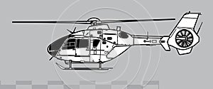 Eurocopter EC635, Airbus Helicopters H135M. Vector drawing of light utility helicopter. photo