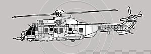 Eurocopter EC725 Caracal, Airbus Helicopters H225M. Vector drawing of tactical transport helicopter. photo