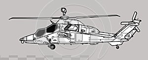 Eurocopter EC665 Tiger PAH-2 UHT. Vector drawing of attack helicopter.