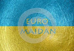 Euromaidan - Euro square motif with the flag of Ukraine photo