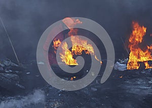 Euromaidan protester on the barricades in the center of Kyiv