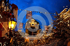 Europa Park entrance in Christmas spirit by night