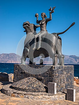 Europa Statue in Agios Nikolaos, Crete, Greece.