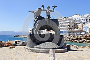 Europa Statue in Agios Nikolaos, Crete, Greece.