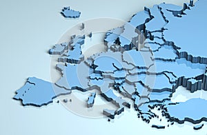 Europe 3D map illustration continent