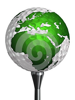 Europe and africa continent on golf ball