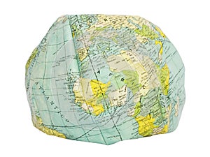 Europe and Africa. Deflated earth globe. photo