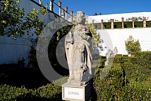 Europe, allegoric sculpture in the Garden of the Episcopal Palace, Jardim do Paco, Castelo Branco, Portugal photo