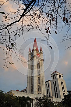 europe building of clock tower in abac university bangna bangko