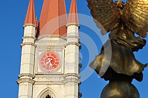 europe building of clock tower in abac university bangna bangko